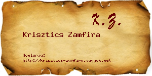 Krisztics Zamfira névjegykártya
